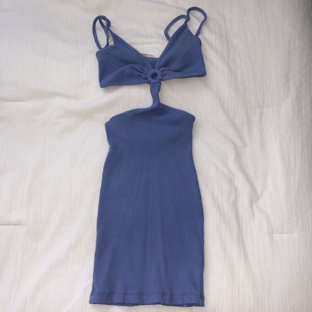 Blue Cut Out Fitted Mini Dress